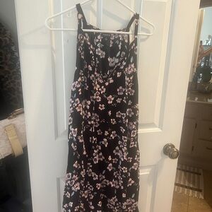 Torrid Black and Pink Floral Midi Dress